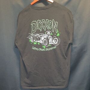 DIXXON Tee Shirt with Green & White Hot Rod Graphic  "LIVE FAST FOREVER"